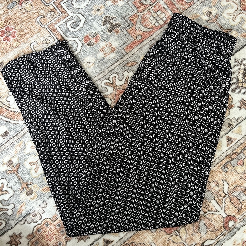 Black and White Patterned Women's Pants